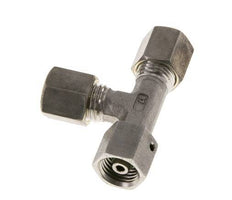 Raccord à compression en T à angle droit en acier inoxydable 6S avec pivot 500 bar FKM Réglable ISO 8434-1