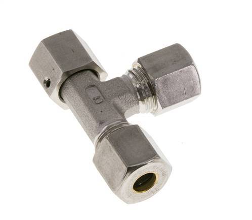 8S Raccord à compression en T à angle droit en acier inoxydable avec pivot 500 bar FKM Réglable ISO 8434-1
