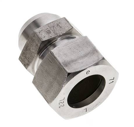 22L & 27mm Stainless Steel Straight Cutting Fitting with Welding End 160 bar ISO 8434-1