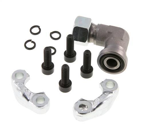 Coude 1/2'' SAE Bride 3000 PSI Acier avec 15L (M22x1.5) ISO 6162-1