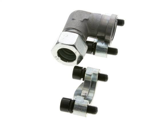 Coude 3/4'' SAE Bride 3000 PSI Acier avec 22L (M30x2) ISO 6162-1