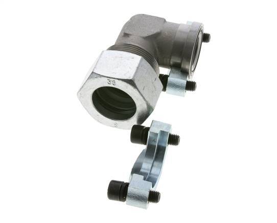 1-1/4'' Coude SAE Bride 3000 PSI Acier avec 38S (M52x2) ISO 6162-1