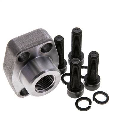 Bride SAE 3/4'' 3000 PSI en acier ordinaire avec filetage femelle G1/2'' ISO 6162-1