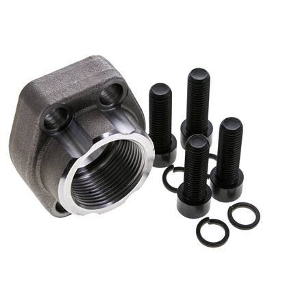 Bride SAE 1-1/4'' 3000 PSI en acier ordinaire avec filetage femelle G1-1/4'' ISO 6162-1