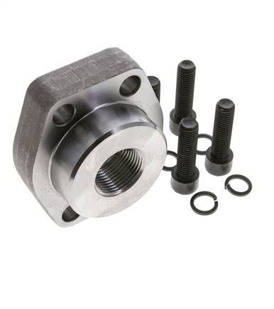 2'' SAE Flange 3000 PSI Plain Steel with G1'' Female Threads ISO 6162-1