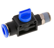 Vanne manuelle d'arrêt à 3/2 voies 12 mm - R3/8'' plastique/laiton Ventilation côté tube