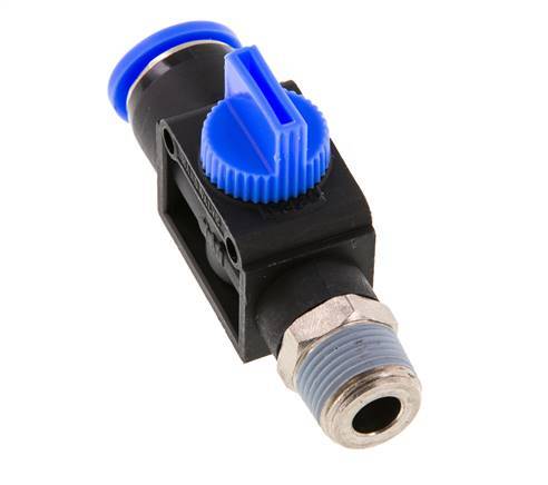 Vanne manuelle d'arrêt à 3/2 voies 12 mm - R3/8'' plastique/laiton Ventilation côté tube