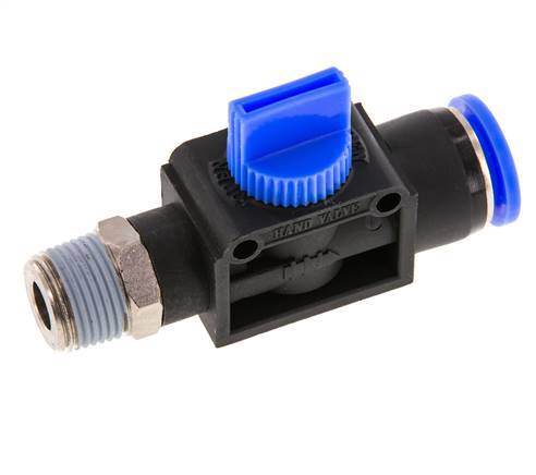 Vanne manuelle d'arrêt à 3/2 voies 12 mm - R3/8'' plastique/laiton Ventilation côté tube