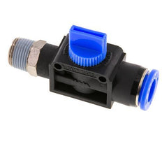Vanne manuelle d'arrêt à 3/2 voies 12 mm - R3/8'' plastique/laiton Ventilation côté tube