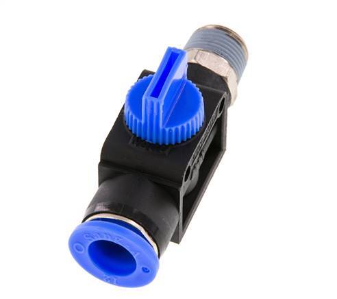 Vanne manuelle d'arrêt à 3/2 voies 12 mm - R3/8'' plastique/laiton Ventilation côté tube