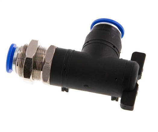 Robinet à boisseau sphérique coudé à 2 voies 12 mm Bulkhead en plastique/laiton