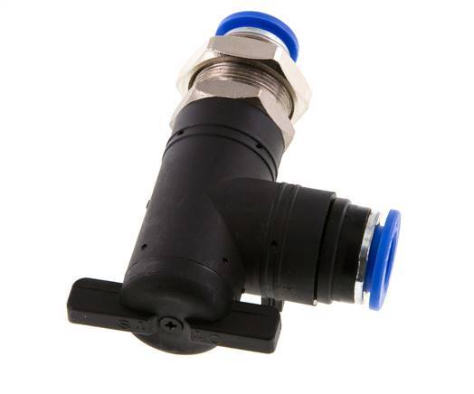 Robinet à boisseau sphérique coudé à 2 voies 12 mm Bulkhead en plastique/laiton