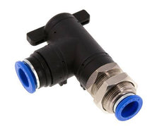 Robinet à boisseau sphérique coudé à 2 voies 12 mm Bulkhead en plastique/laiton
