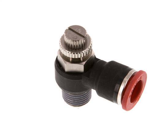 Coude d'entrée de silencieux de contrôle de débit 10 mm - R1/4'' laiton/PA 66