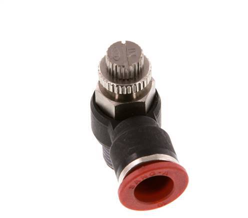 Coude d'entrée de silencieux de contrôle de débit 10 mm - R1/4'' laiton/PA 66