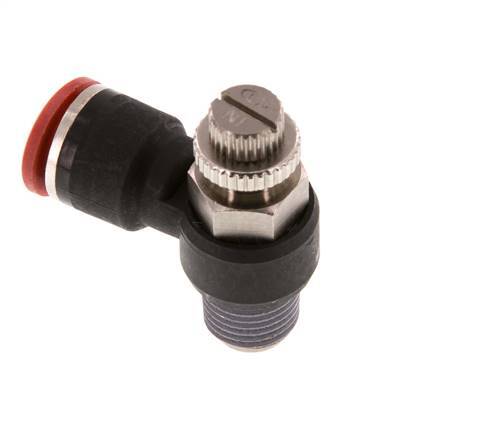 Coude d'entrée de silencieux de contrôle de débit 10 mm - R1/4'' laiton/PA 66