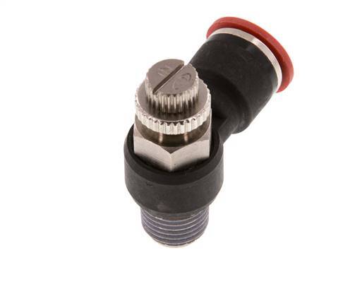 Coude d'entrée de silencieux de contrôle de débit 10 mm - R1/4'' laiton/PA 66