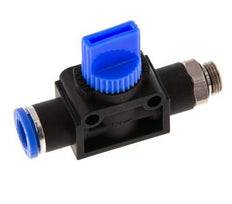 Vanne manuelle d'arrêt à 3/2 voies 8 mm - G1/8'' plastique/laiton Filetage côté ventilation