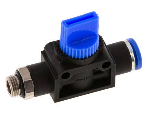 Vanne manuelle d'arrêt à 3/2 voies 8 mm - G1/8'' plastique/laiton Filetage côté ventilation