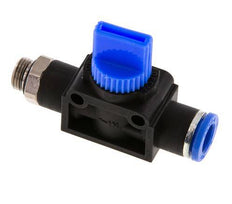 Vanne manuelle d'arrêt à 3/2 voies 8 mm - G1/8'' plastique/laiton Filetage côté ventilation