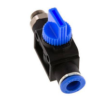 Vanne manuelle d'arrêt à 3/2 voies 8 mm - G1/8'' plastique/laiton Filetage côté ventilation