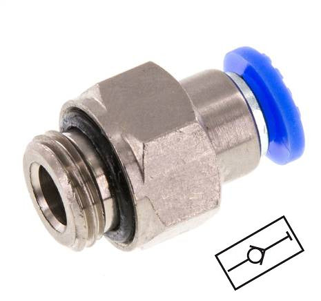 Push-In Fitting 6mm & G1/8'' Male Auto Shut-Off Brass/PBT 0-10bar (0-145psi) [2 Pieces]