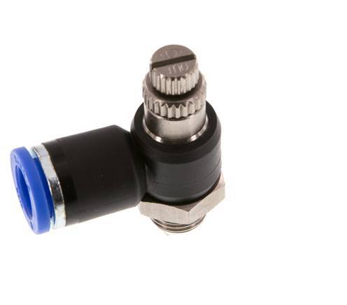 Coude de sortie de compteur du silencieux Flow Control 8 mm - G1/8'' laiton/PA 66