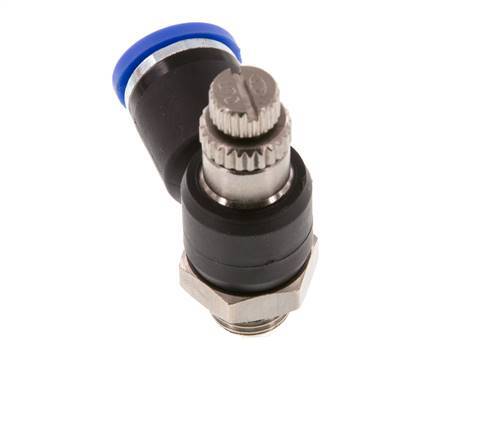 Coude de sortie de compteur du silencieux Flow Control 8 mm - G1/8'' laiton/PA 66