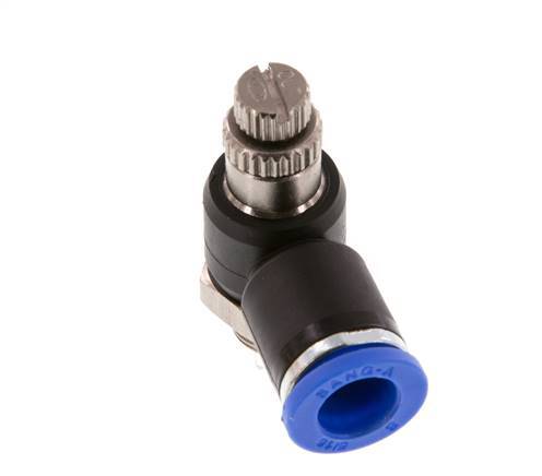 Coude de sortie de compteur du silencieux Flow Control 8 mm - G1/8'' laiton/PA 66