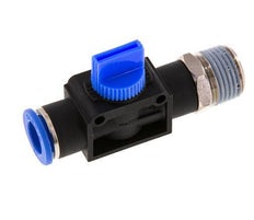 Vanne manuelle d'arrêt à 3/2 voies 12 mm - R1/2'' plastique/laiton Ventilation côté tube