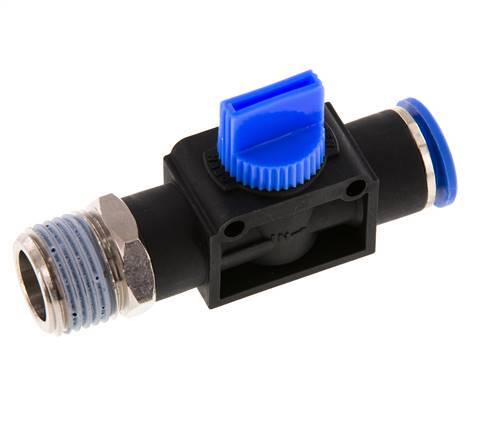 Vanne manuelle d'arrêt à 3/2 voies 12 mm - R1/2'' plastique/laiton Ventilation côté tube