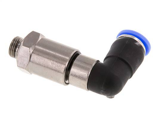 Coude 8mm & G1/8'' Joint rapide pivotant Filets mâles Push-In Laiton nickele/PBT NBR Rotatif
