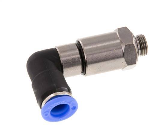 Coude 8mm & G1/8'' Joint rapide pivotant Filets mâles Push-In Laiton nickele/PBT NBR Rotatif