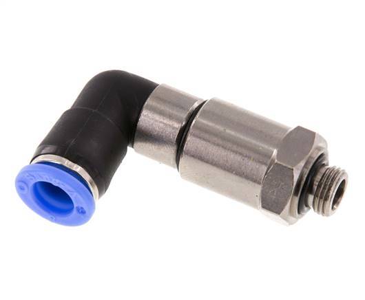 Coude 8mm & G1/8'' Joint rapide pivotant Filets mâles Push-In Laiton nickele/PBT NBR Rotatif