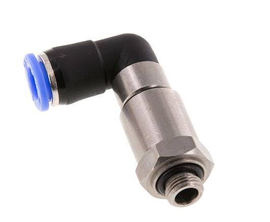 Coude 8mm & G1/8'' Joint rapide pivotant Filets mâles Push-In Laiton nickele/PBT NBR Rotatif
