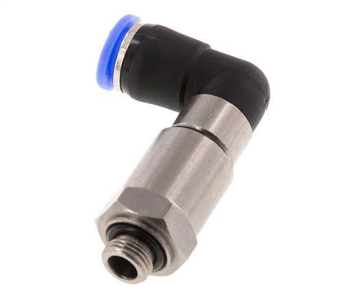 Coude 8mm & G1/8'' Joint rapide pivotant Filets mâles Push-In Laiton nickele/PBT NBR Rotatif