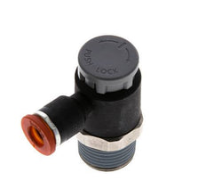 Vanne de régulation de débit Coude d'entrée 6 mm - R3/8'' Laiton/ Contre-écrou PA 66