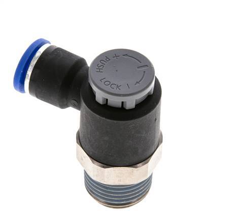 Vanne de régulation de débit Coude de sortie de compteur 10 mm - R1/2'' Laiton/ Contre-écrou PA 66