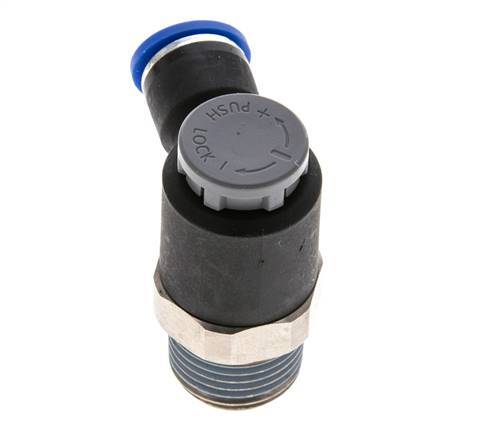 Vanne de régulation de débit Coude de sortie de compteur 10 mm - R1/2'' Laiton/ Contre-écrou PA 66