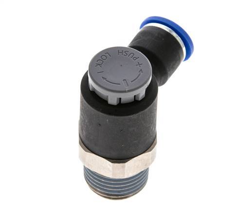 Vanne de régulation de débit Coude de sortie de compteur 10 mm - R1/2'' Laiton/ Contre-écrou PA 66