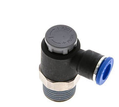 Vanne de régulation de débit Coude de sortie de compteur 10 mm - R1/2'' Laiton/ Contre-écrou PA 66
