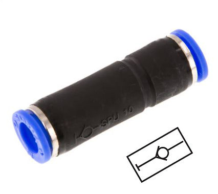 Push-In Fitting 12mm Auto Shut-Off Brass/PBT 0-10bar (0-145psi)