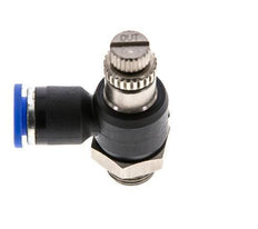 Coude de sortie de compteur du silencieux Flow Control 6 mm - G1/8'' laiton/PA 66