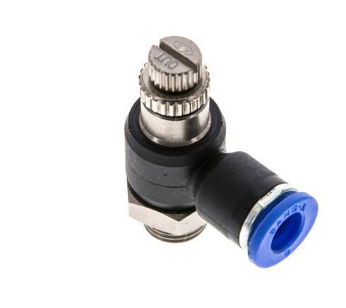 Coude de sortie de compteur du silencieux Flow Control 6 mm - G1/8'' laiton/PA 66