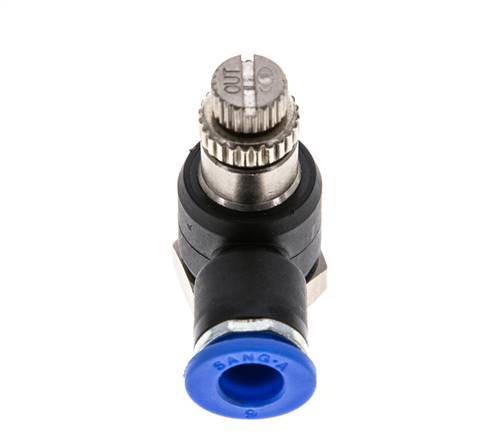 Coude de sortie de compteur du silencieux Flow Control 6 mm - G1/8'' laiton/PA 66