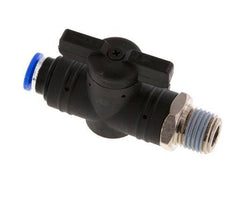 Vanne à boule droite à 2 voies 6 mm - R1/4'' plastique/laiton