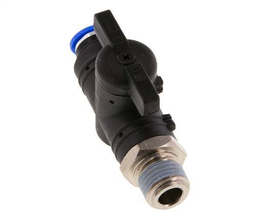Vanne à boule droite à 2 voies 6 mm - R1/4'' plastique/laiton