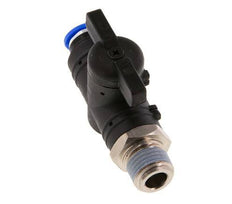 Vanne à boule droite à 2 voies 6 mm - R1/4'' plastique/laiton
