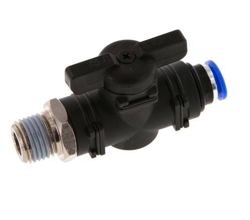Vanne à boule droite à 2 voies 6 mm - R1/4'' plastique/laiton