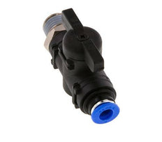 Vanne à boule droite à 2 voies 6 mm - R1/4'' plastique/laiton